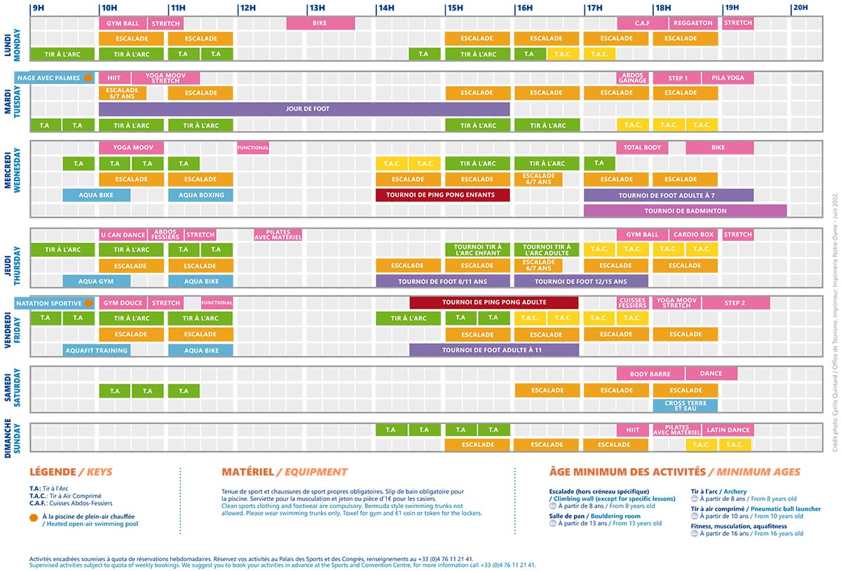 Planning activités été