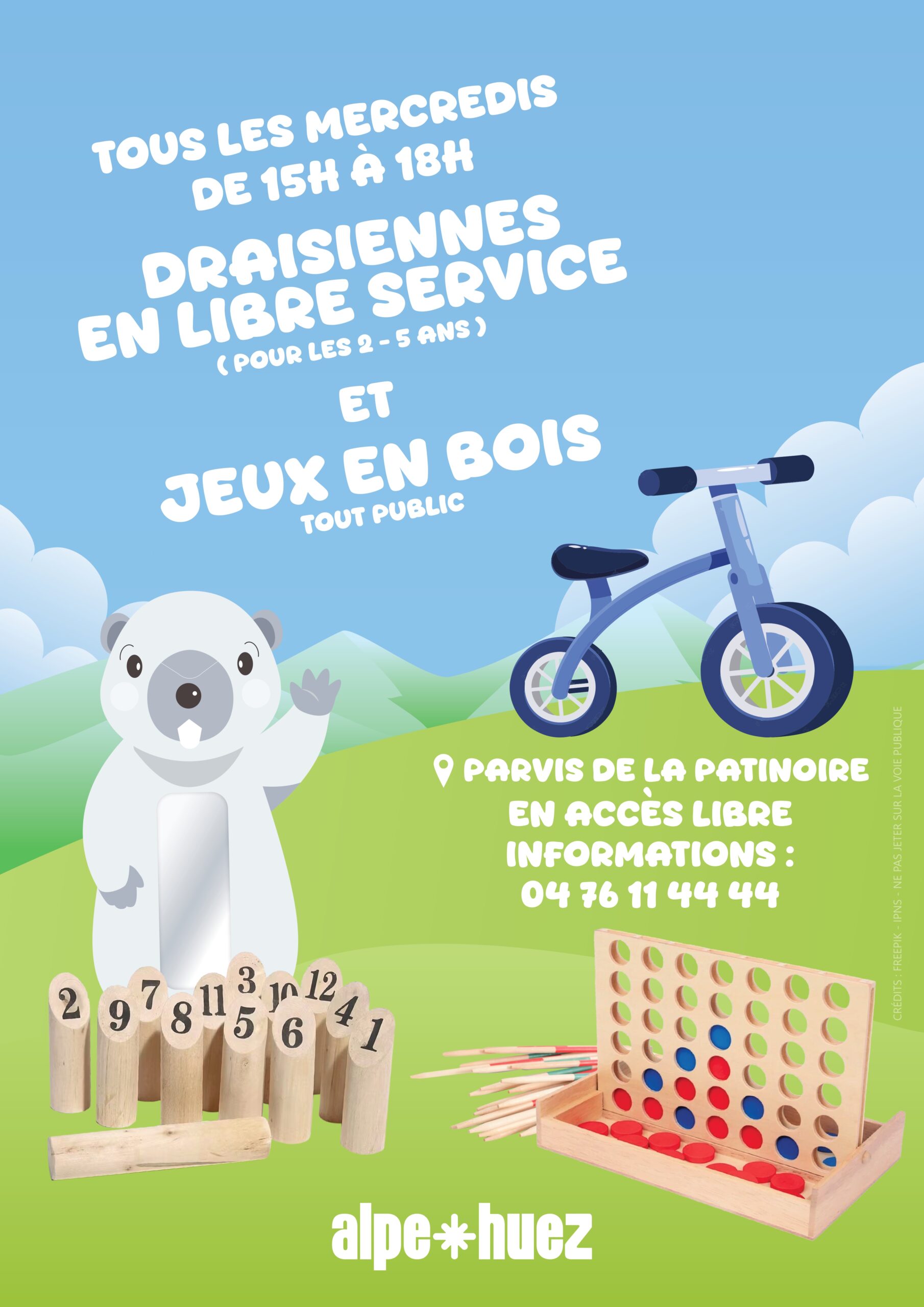 Jeux en bois et draisiennes_Alpe d'Huez