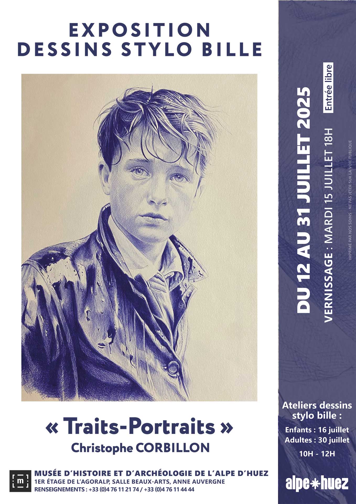 Exposition dessins stylo bille : Traits-Portraits de Christophe Corbillon