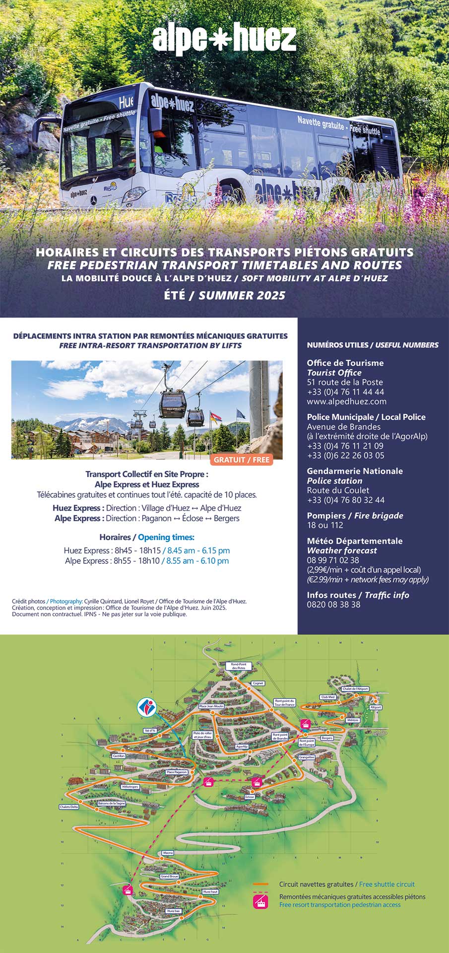 Free pedestrian transport timetables and routes