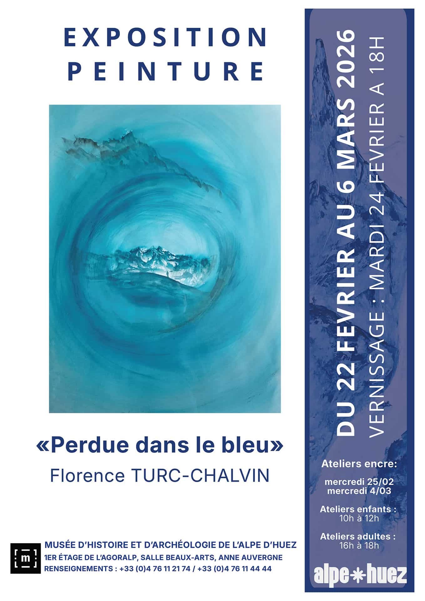 Exposition "Perdue dans le bleu" par Florence TURC-CHALVIN_Alpe d'Huez