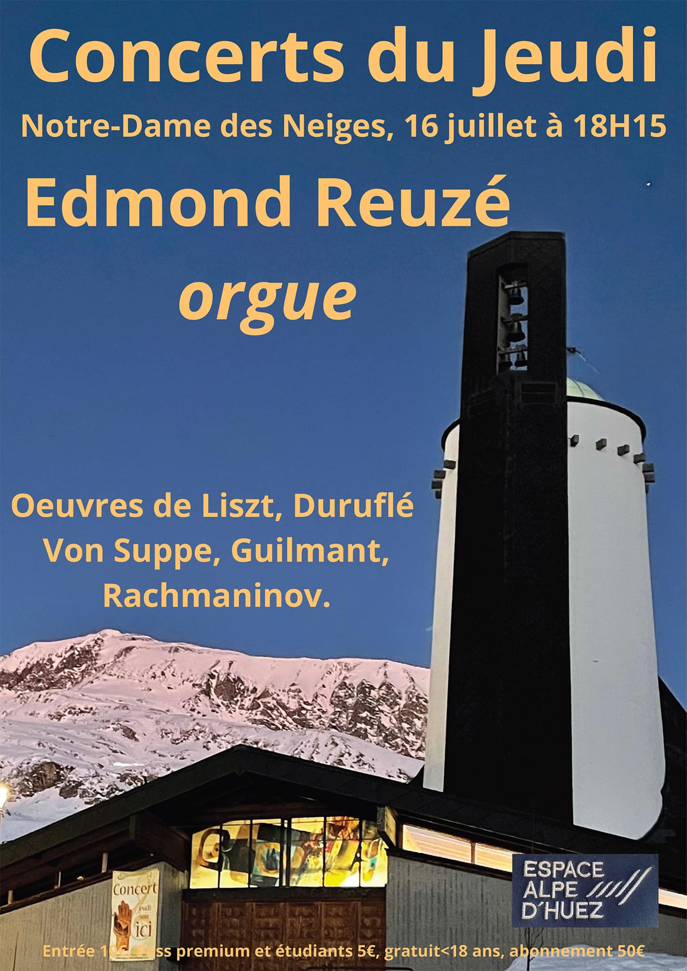 Concerts du jeudi : Edmond Reuzé, orgue_Alpe d'Huez