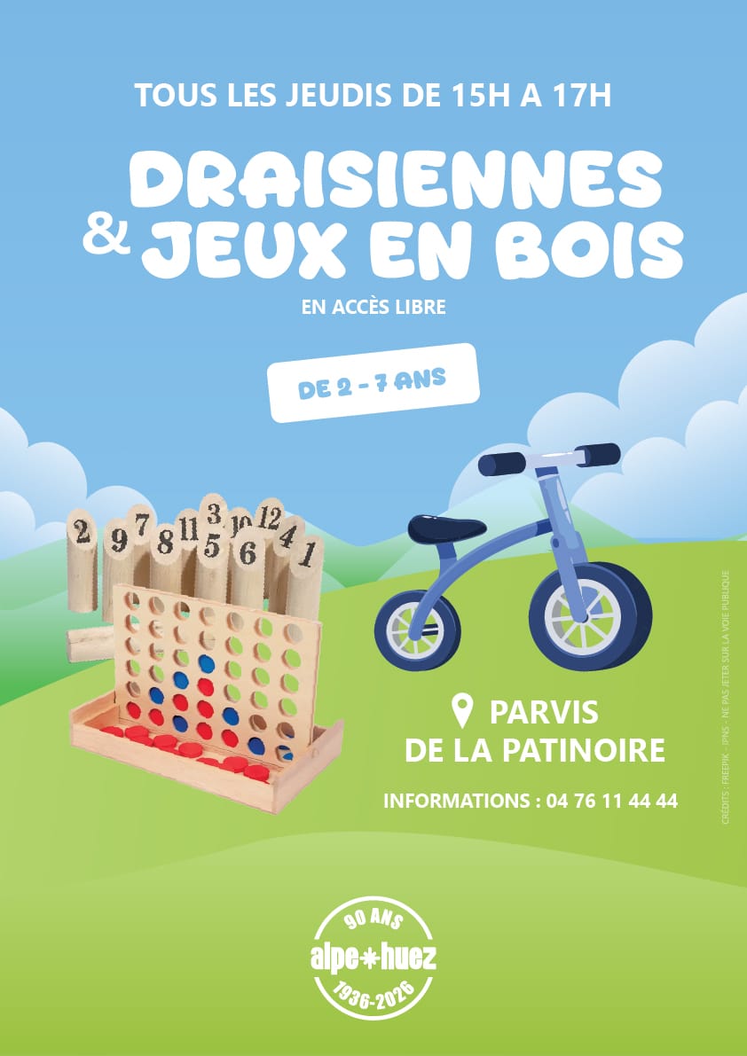 Jeux en bois et draisiennes_Alpe d'Huez