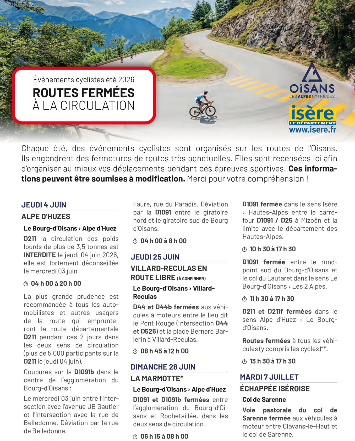 Routes ferm&eacute;es &agrave; la circulation